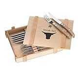 WMF Ranch Steakbesteck 12-teilig, Besteck Set 6 Personen, Steakmesser Set...