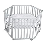 roba Laufgitter 6-eckig aus Holz natur - Höhenverstellbar - inkl. Einlage...