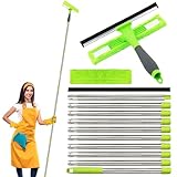 3,6m Teleskop Fensterwischer Abzieher Set, 2in1 Langer Glas Fensterreiniger...