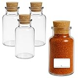 mikken 4 x Apothekerglas 300ml Glasflasche mit Korken inkl. Etiketten