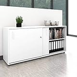 Schiebetürenschrank Sideboard NOVA 2OH 1.640 x 400 mm in Weiß