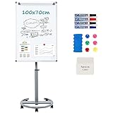 MAKELLO Flipchart 70x100cm Mobiles Whiteboard auf Rollen, Magnetisch...