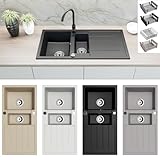 Faizee Home | Granitspüle 100x50 cm – Beidseitig montierbar & kratzfest...