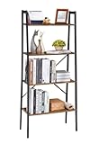 H JINHUI Standregal, Bücherregal mit 4 Ebenen, Leiterregal,...