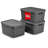 astor24 PREMIUM 3er XXL Set Aufbewahrungsbox Korb mit Deckel Organizer...