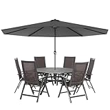 YRHome 300cm Sonnenschirm Alu Neigbar mit Handkurbel UV Schutz 40+ -...