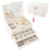 TNOMSNO Schmuckkästchen 3 Ebenen, Schmuckaufbewahrung Schmuck Organizer...