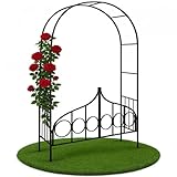 Gardebruk® Rosenbogen 240 x 140 x 40cm Metall mit Tür Tor Stabil...