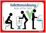 immi 4x Toilettenordnung (Rot), Sitzen pinkeln, Klobürste, Hände Waschen,...