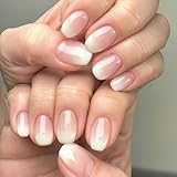 24 Stück Gradient Press on Nails Kurz - Nude Pink Natürliche Verlaufende...