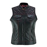 Leatherick Motorradweste aus schwarzem Leder für Damen – traditionelles...
