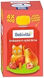 Bebivita Quetschbeutel Erdbeere in Apfel Birne, 4 x 90g 4er Pack (4x4x90g)
