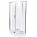 Belvit® Duschkabine Viertelkreis 80x80x200 cm mit Schiebetür und...
