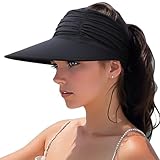 DRESHOW Damen Visor Sonnenhut Breite Krempe Hut Einstellbar Faltbarer...
