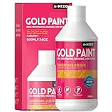 ANRZO Acryl-Goldfarbe 500 ml - Hochwertige Metallische Blattgoldfarbe für...
