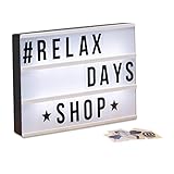 Relaxdays Light Box, Leuchtbox Set mit 85 Zeichen, Buchstaben, LED...