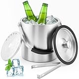 Druuzyl 1,6L Eiswürfelbehälter Edelstahl mit luftdichtem Deckel Sieb und...