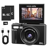 Digitalkamera 4K 64MP Kompaktkamera Autofokus Fotokamera mit WLAN 3' 180°...