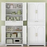 Hzuaneri Küchenschrank, Hochschrank mit 4 Türen, Sideboard mit 1 großen...