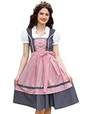 KOJOOIN Dirndl Damen midi 2tlg.Trachtenkleid für Oktoberfest inkl. Dirndl...