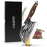 FULCAD Hackmesser mit Holzgriff, Messer aus Carbonstahl, breites...