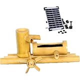 Solar-Bambus-Wasserbrunnen-Set mit Wasserrad – Zen Feng Shui...