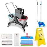 Hypafol Profi Putzwagen & Wischer Set I 2 x 25L Putzeimer mit Presse I...