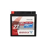 CARTEC Motorradbatterie YTX14-BS, 14Ah, 260A, Gel Technologie...