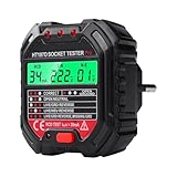 Uadme Steckdosentester mit RCD-Prüfung, LCD Display FI Test, HT107D...