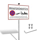 SINMAO Privatgrundstück Schild mit Pfosten Metall 30x20cm (A4), Aluminium...