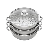 Edelstahl Dampfgarer Dampfkocher Dampfkochtopf Kochtopf Set + Glasdeckel...