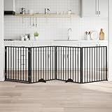 4-TLG. Hundetor mit Tür Faltbar Schwarz 320 cm Pappelholz, Freistehendes...