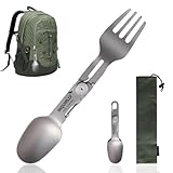 2-in-1 Camping Besteck, Klapplöffel Gabel aus Titan, Titan Besteck Outdoor...