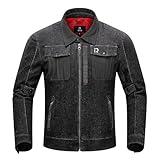 BORLENI Motorradjacke Denim Herren Motorrad Jeansjacke mit Protektoren...