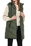 JDY Damen 3/4-lange Steppweste mit Kapuze JDYSkylar Padded Hood Waistcoat...