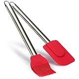 COM-FOUR® 2-teiliges Back-Set mit Teigschaber und Kuchenpinsel aus Silikon...