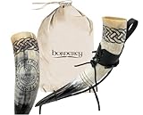 Trinkhorn Set Thor's Horn mit Ständer und Gürtelhalter, 500 ml, Wikinger...
