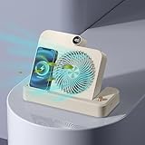 NAUXIU Kleiner Schreibtischventilator mit kabellosem Ladegerät,...
