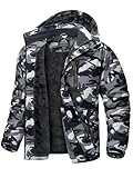KEFITEVD Winter Jacke Herren Comouflage Übergangsjacke Warm mit Kapuze...