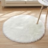 AMFUN Runder Kunstfell Teppich, Faux Lammfell Schaffell Teppich, Super...