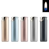 5 Feuerzeuge Metallic Matt Slim Line Feuerzeug mit Normalflamme Soft Flame...