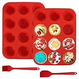 Bateya Muffinform Silikon für 12 Muffins, 2 Stück Muffins Backform,...