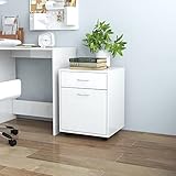 Frdhee Barschrank Wohnzimmerschrank, Rollschrank Hochglanz-Weiß 45x38x54...