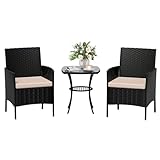 Amopatio Rattan Gartenmöbel Set, Balkonmöbel Set Kleiner 3 teilig,...