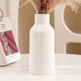 Hanaomaoyi Vase für Pampasgras，20cm Keramik Vase Weiß Matt Rund Modern...