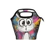 voucong Mini-Lunch-Tasche mit Cartoon-Kaninchen-Kunstmalerei, mit gebogenem...
