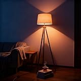 CCLIFE Modern Stehlampe LED Holz Standleuchte Stehleuchte Stoffschirm...