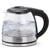 LEBENLANG Glas Wasserkocher klein - 1 Liter & BPA Frei - Inkl. LED...