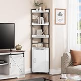 YITAHOME Eckregal mit 4 Ebenen, industrielles Bücherregal mit Schrank,...