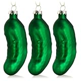 COM-FOUR® 3X Glas Christbaumschmuck 10 cm - Große Weihnachtsgurke aus...
